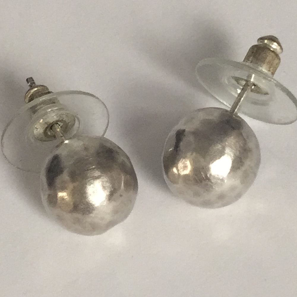 925 Silver Earrings Hammered Silver Pierced Studs